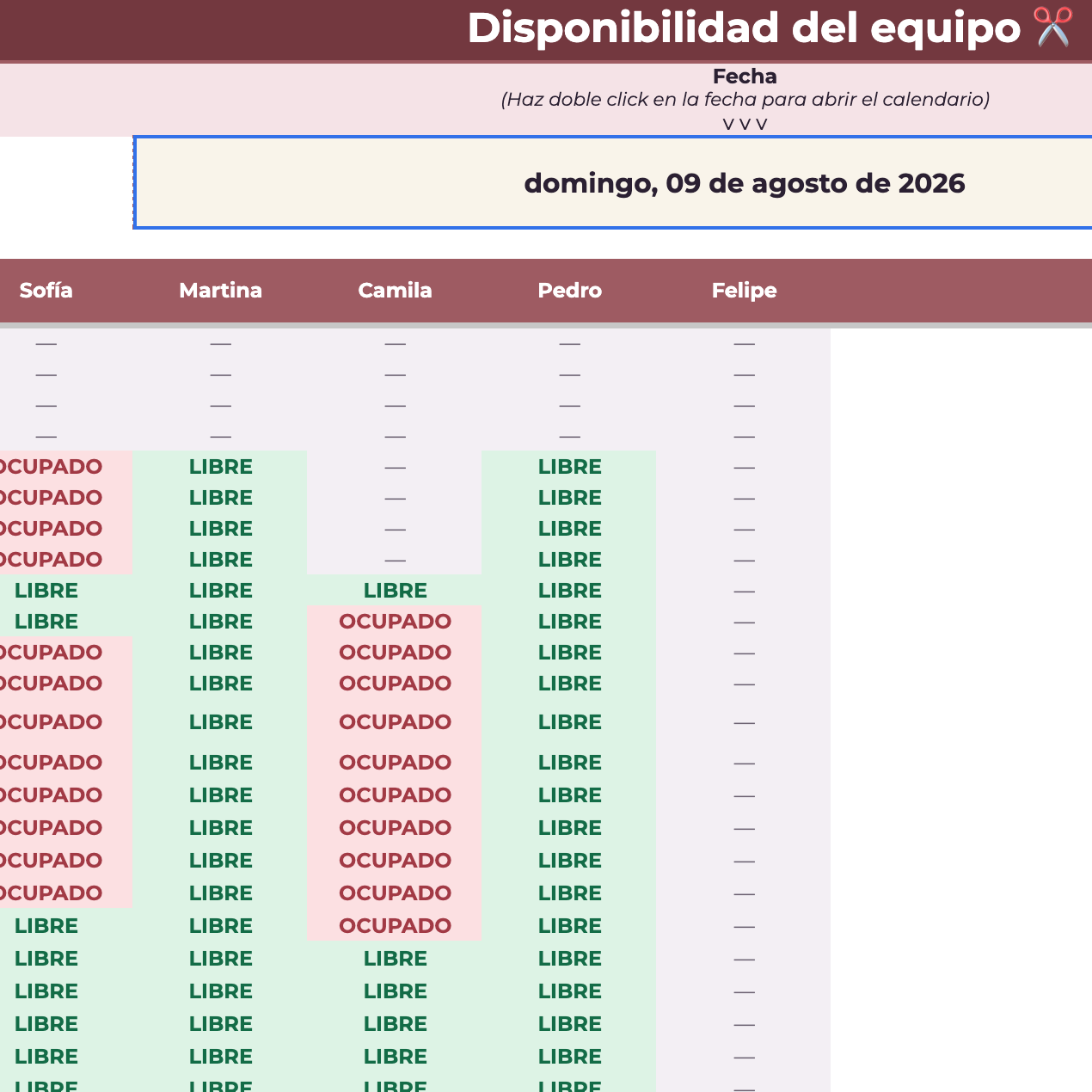 Planillas Pyme - Gestión de Reservas para Peluquería